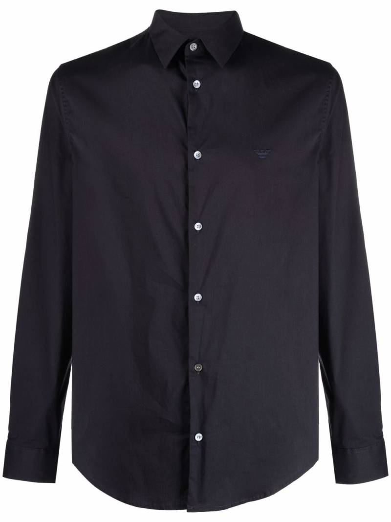 Emporio Armani logo-patch longsleeved shirt - Blue von Emporio Armani