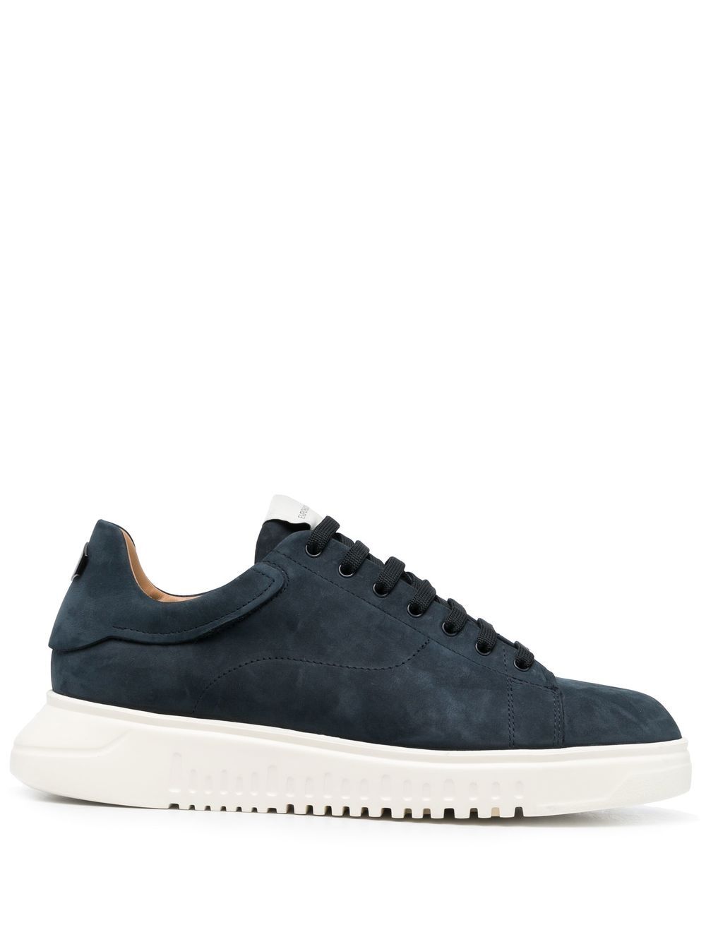 Emporio Armani logo-patch low-top suede sneakers - Blue von Emporio Armani