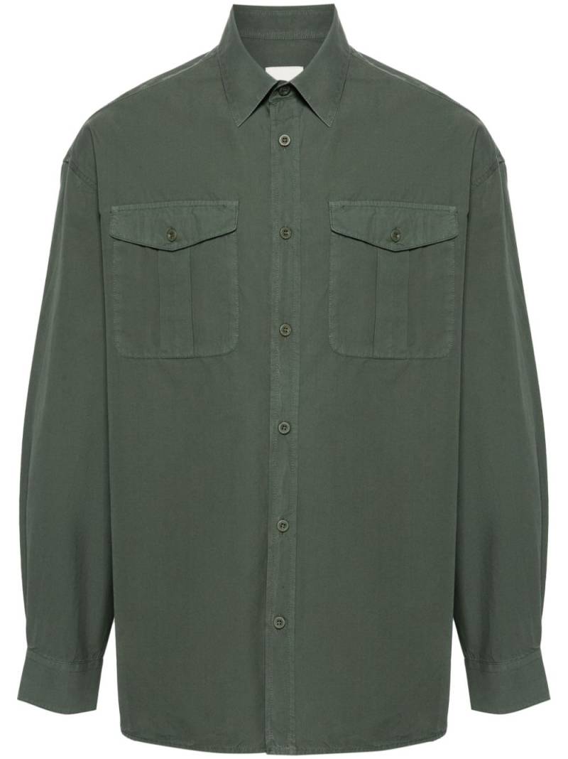 Emporio Armani logo-patch organic cotton shirt - Green von Emporio Armani