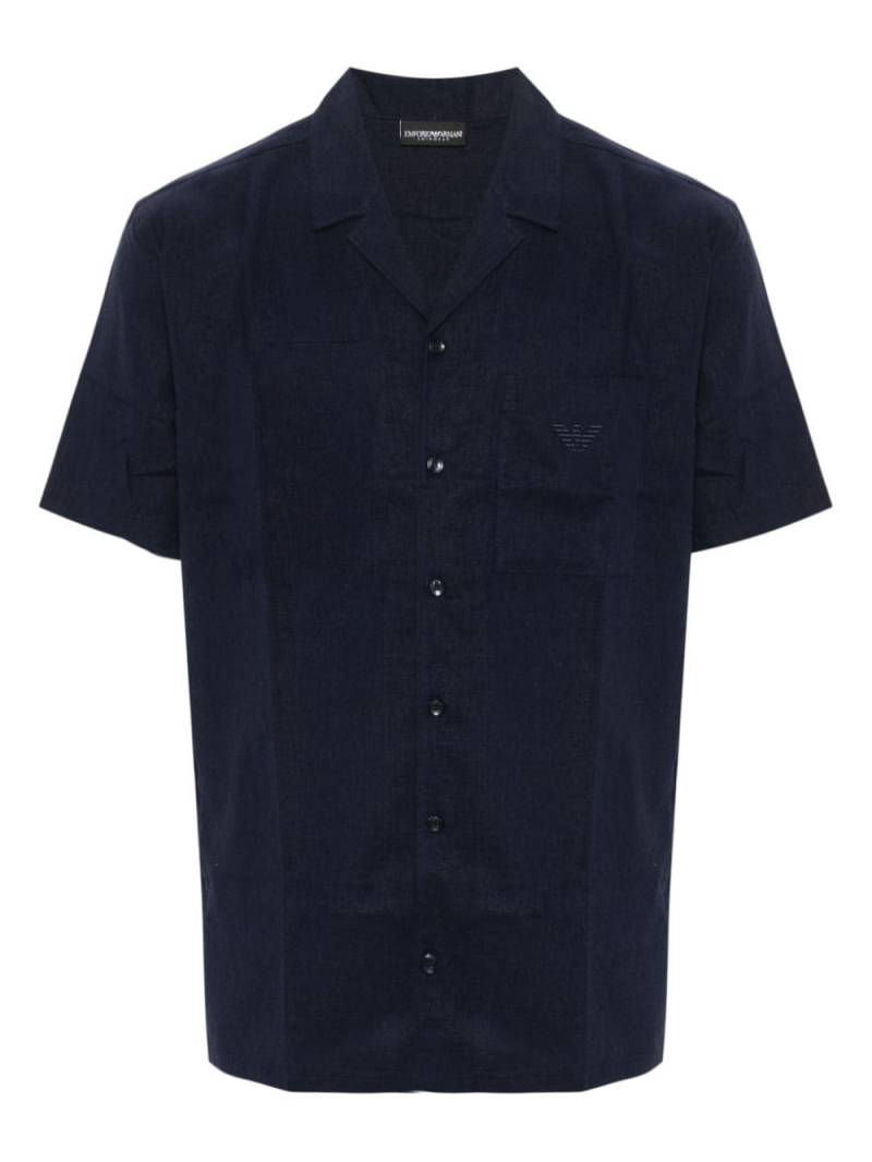 Emporio Armani logo patch short sleeve shirt - Blue von Emporio Armani