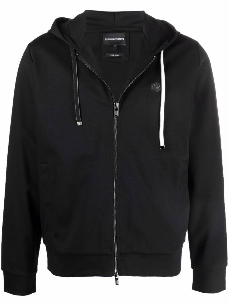 Emporio Armani logo-patch zip-up hoodie - Black von Emporio Armani