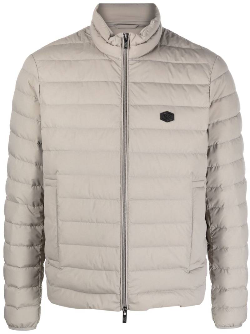 Emporio Armani logo-patch zip-up padded jacket - Grey von Emporio Armani