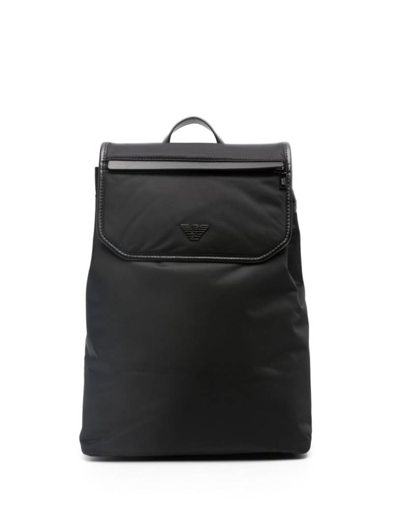 Emporio Armani logo-plaque foldover backpack - Black von Emporio Armani