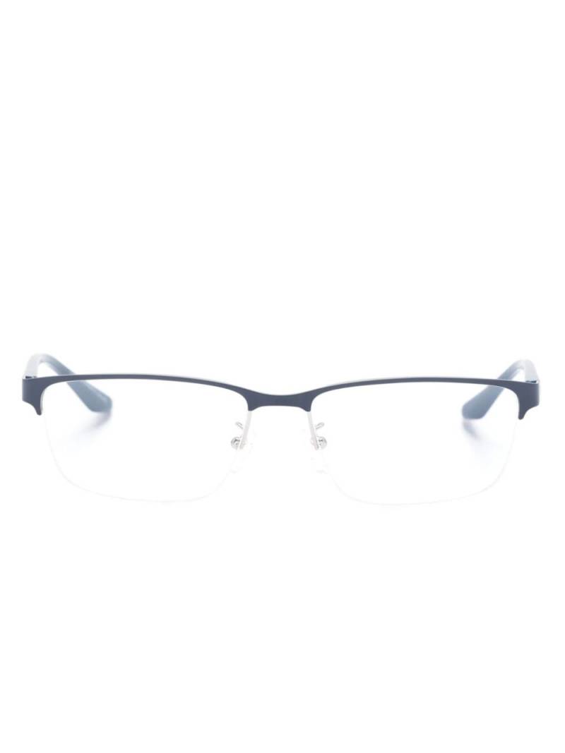 Emporio Armani logo-plaque half-rim glasses - Blue von Emporio Armani