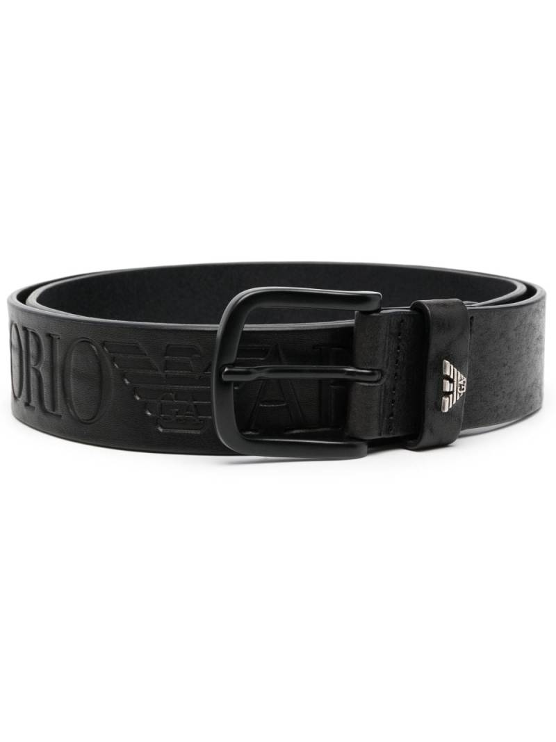 Emporio Armani logo-plaque leather belt - Black von Emporio Armani