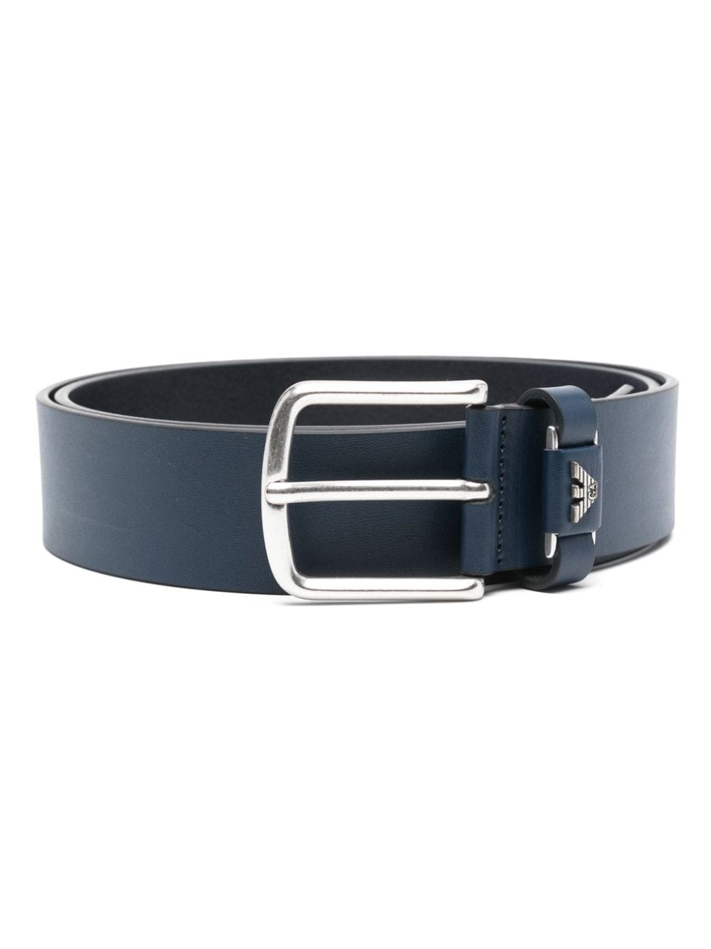 Emporio Armani logo-plaque leather belt - Blue von Emporio Armani