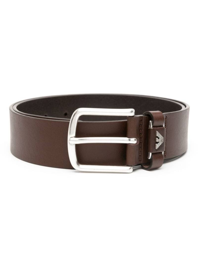 Emporio Armani logo-plaque leather belt - Brown von Emporio Armani