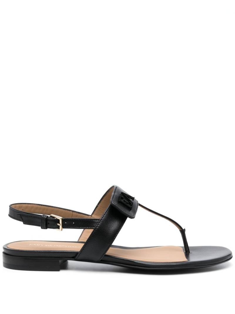 Emporio Armani logo-plaque leather sandals - Black von Emporio Armani