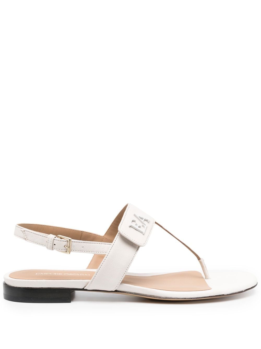 Emporio Armani logo-plaque leather sandals - Neutrals von Emporio Armani