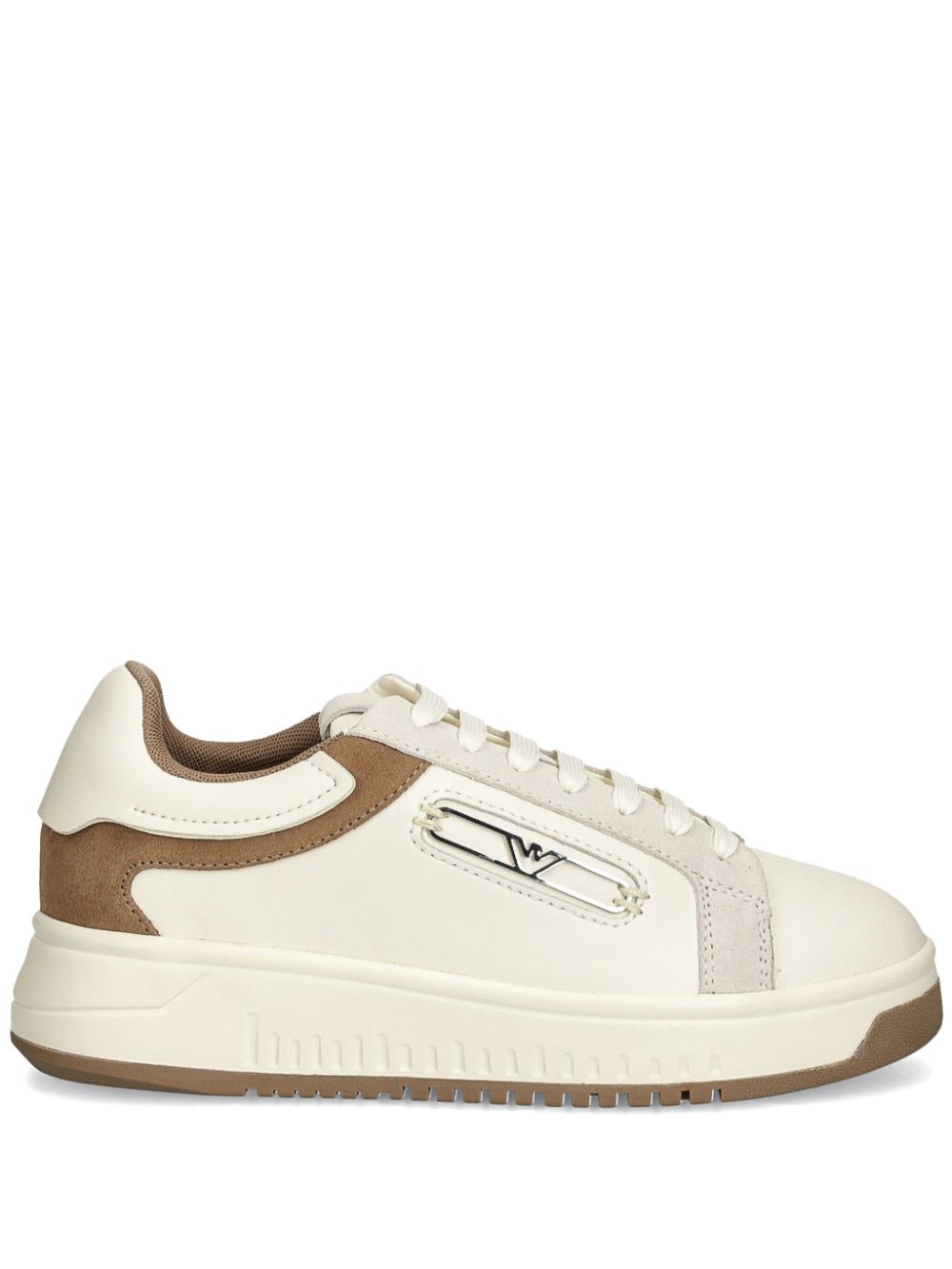 Emporio Armani logo-plaque leather sneakers - White von Emporio Armani