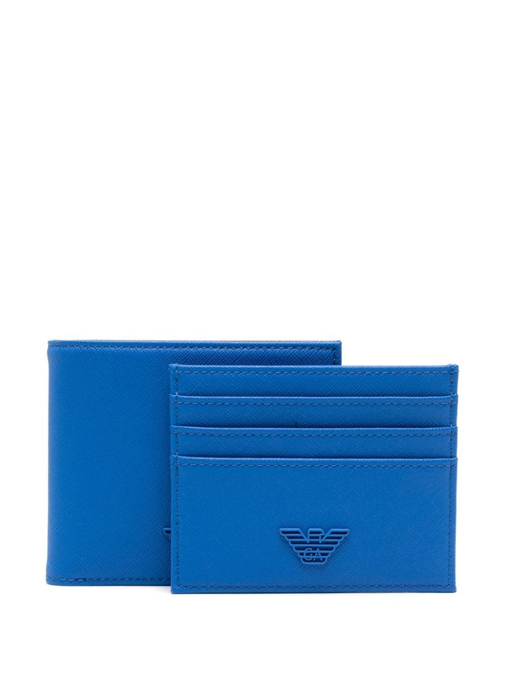 Emporio Armani logo-plaque leather wallet - Blue von Emporio Armani