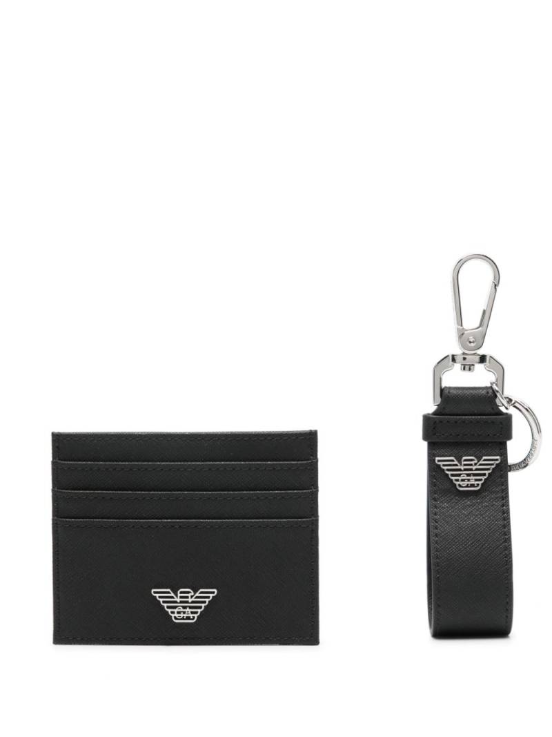 Emporio Armani logo-plaque leather wallet set - Black von Emporio Armani