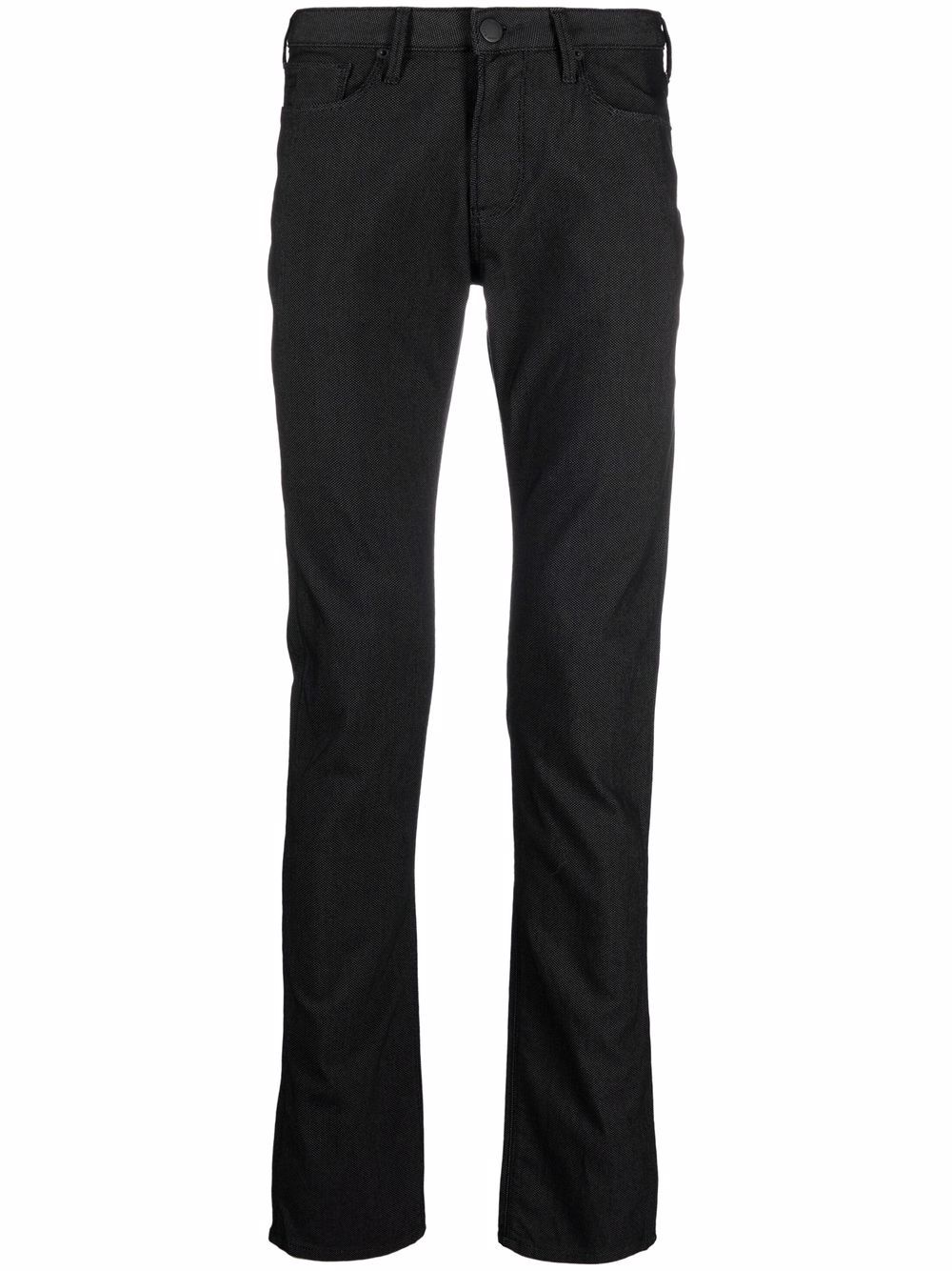 Emporio Armani logo-plaque slim-cut trousers - Black von Emporio Armani