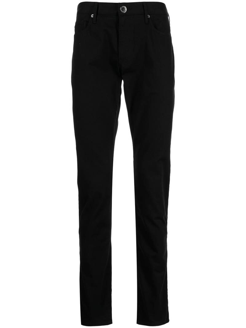 Emporio Armani logo-plaque straight leg trousers - Black von Emporio Armani