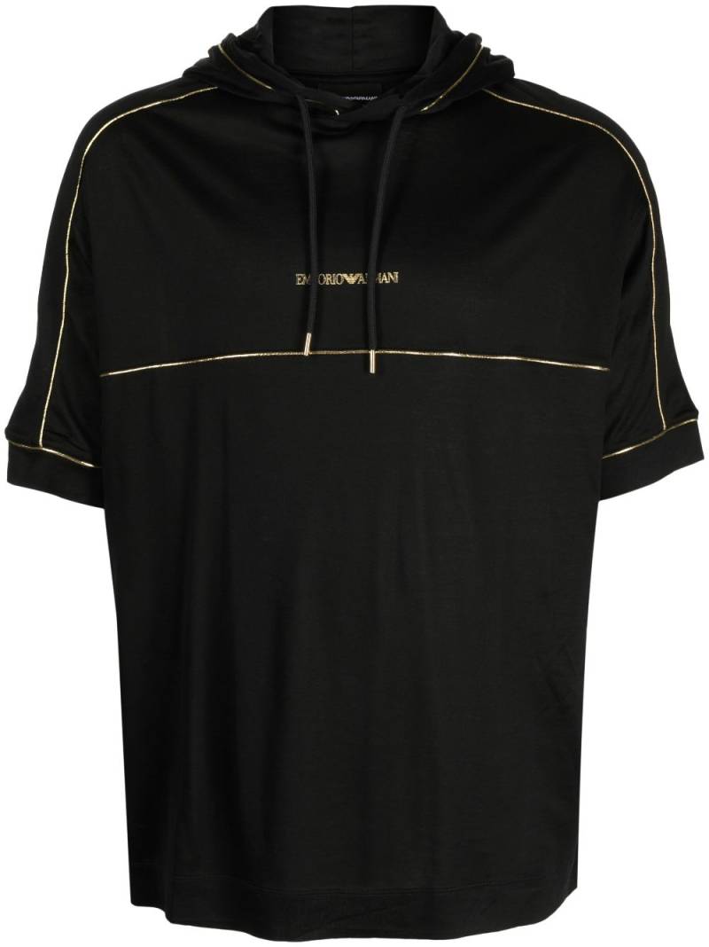 Emporio Armani logo-print hooded T-shirt - Black von Emporio Armani