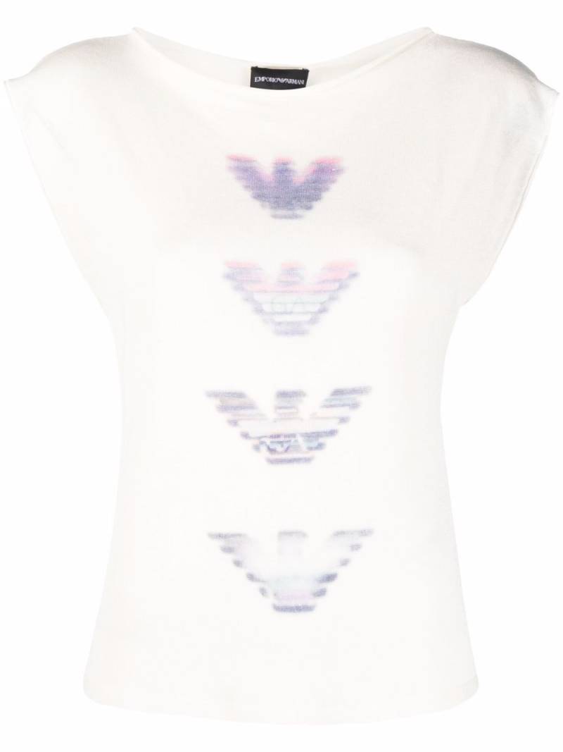 Emporio Armani logo-print sleeveless shirt - Neutrals von Emporio Armani