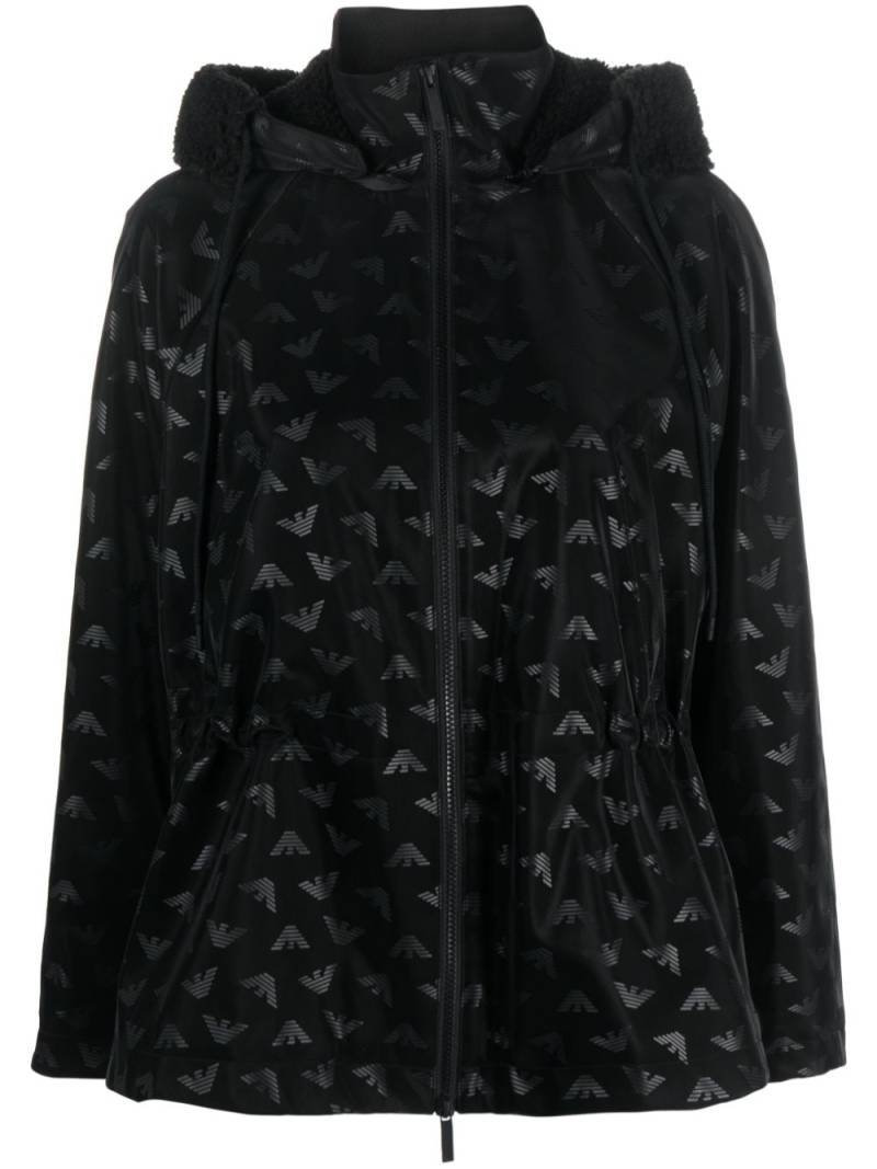 Emporio Armani logo-print tonal hooded jacket - Black von Emporio Armani