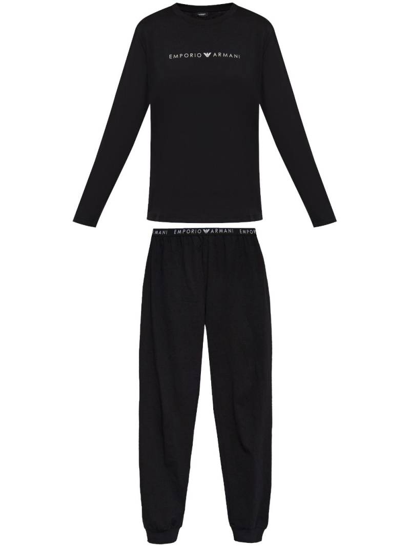 Emporio Armani logo-print two-piece pyjama set - Black von Emporio Armani