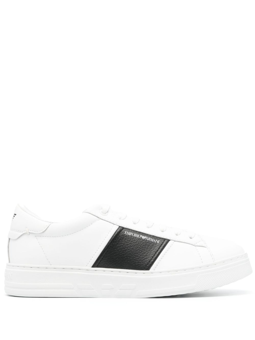 Emporio Armani logo-printed leather sneakers - White von Emporio Armani