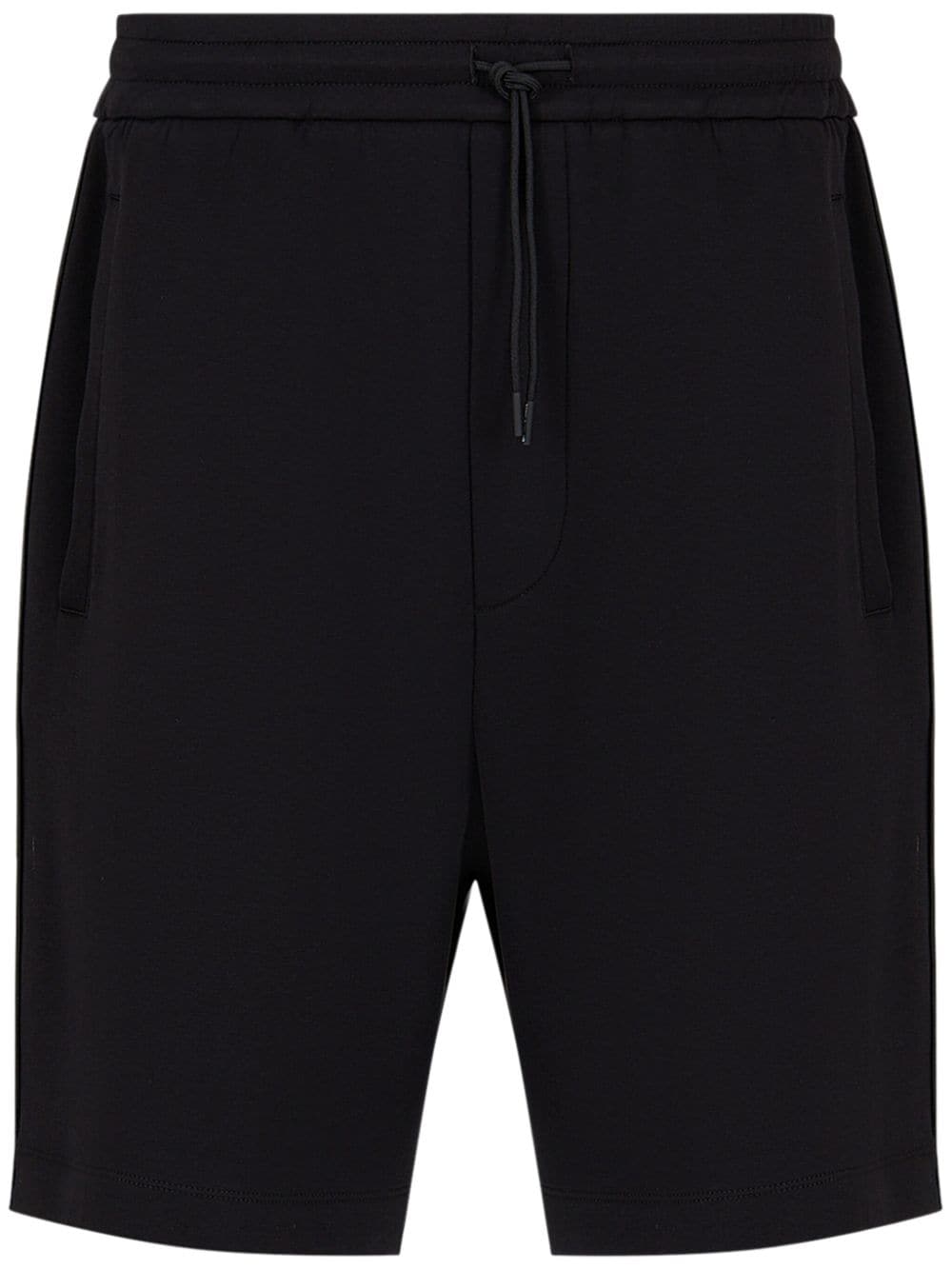 Emporio Armani logo-tape drawstring bermuda shorts - Black von Emporio Armani