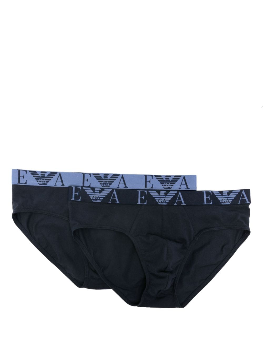 Emporio Armani logo-waist cotton briefs (pack of two) - Blue von Emporio Armani