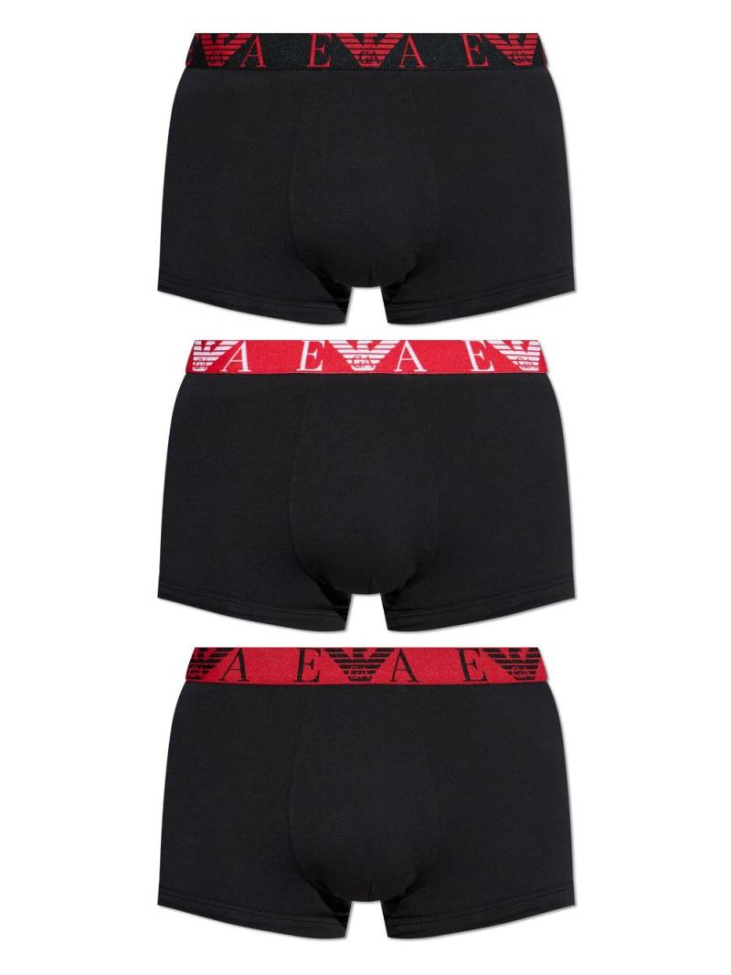 Emporio Armani logo waistband boxers (pack of three) - Black von Emporio Armani