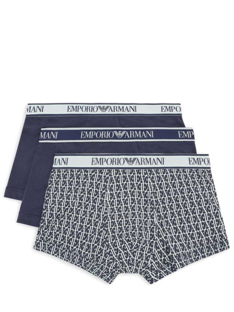 Emporio Armani logo-waistband boxers (pack of three) - Blue von Emporio Armani