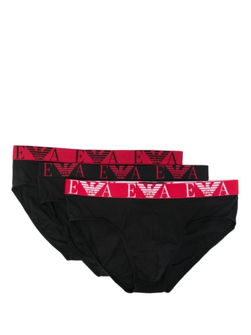 Emporio Armani logo-waistband briefs (pack of three) - Black von Emporio Armani