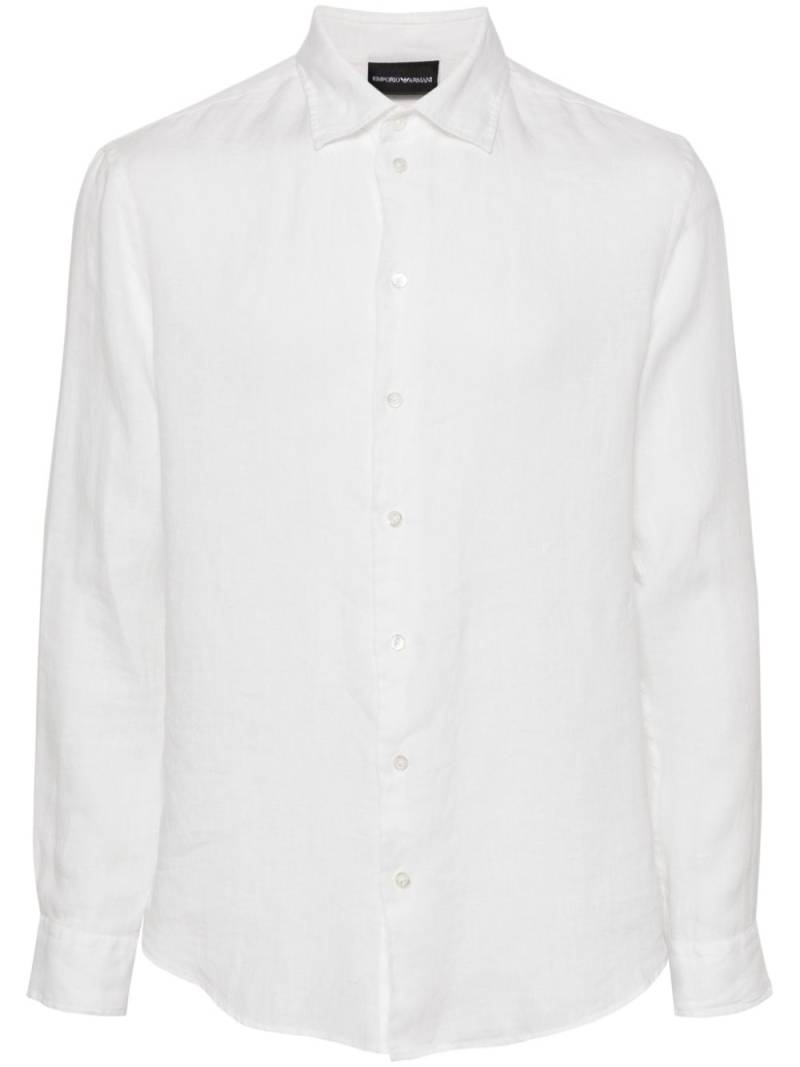 Emporio Armani long-sleeve linen shirt - White von Emporio Armani