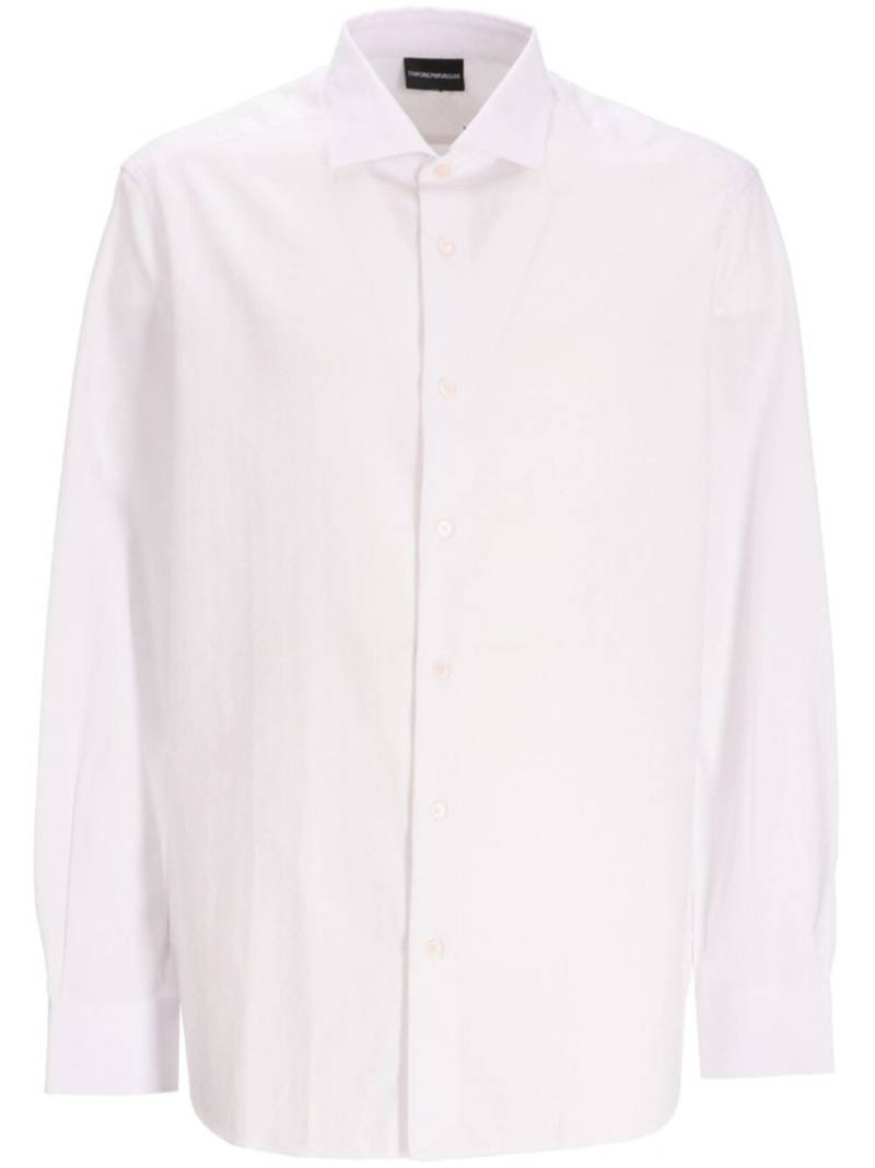 Emporio Armani long-sleeved cotton shirt - White von Emporio Armani