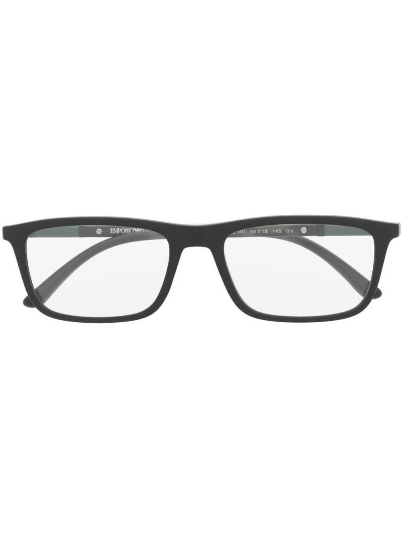 Emporio Armani matte-effect rectangle-frame glasses - Black von Emporio Armani