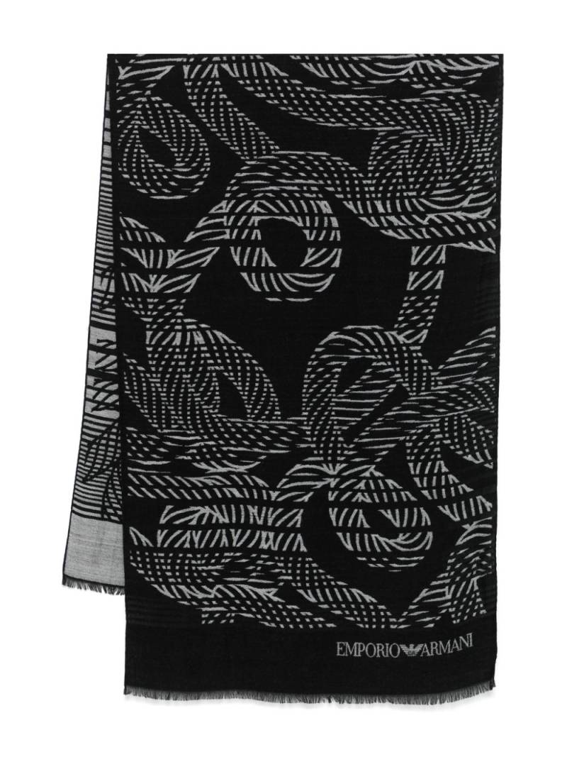 Emporio Armani monogram-jacquard scarf - Black von Emporio Armani