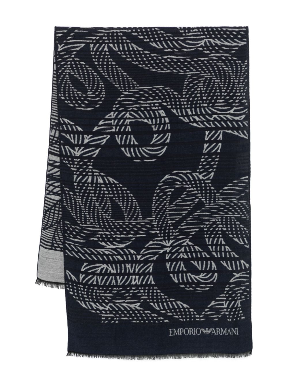 Emporio Armani monogram-jacquard scarf - Blue von Emporio Armani