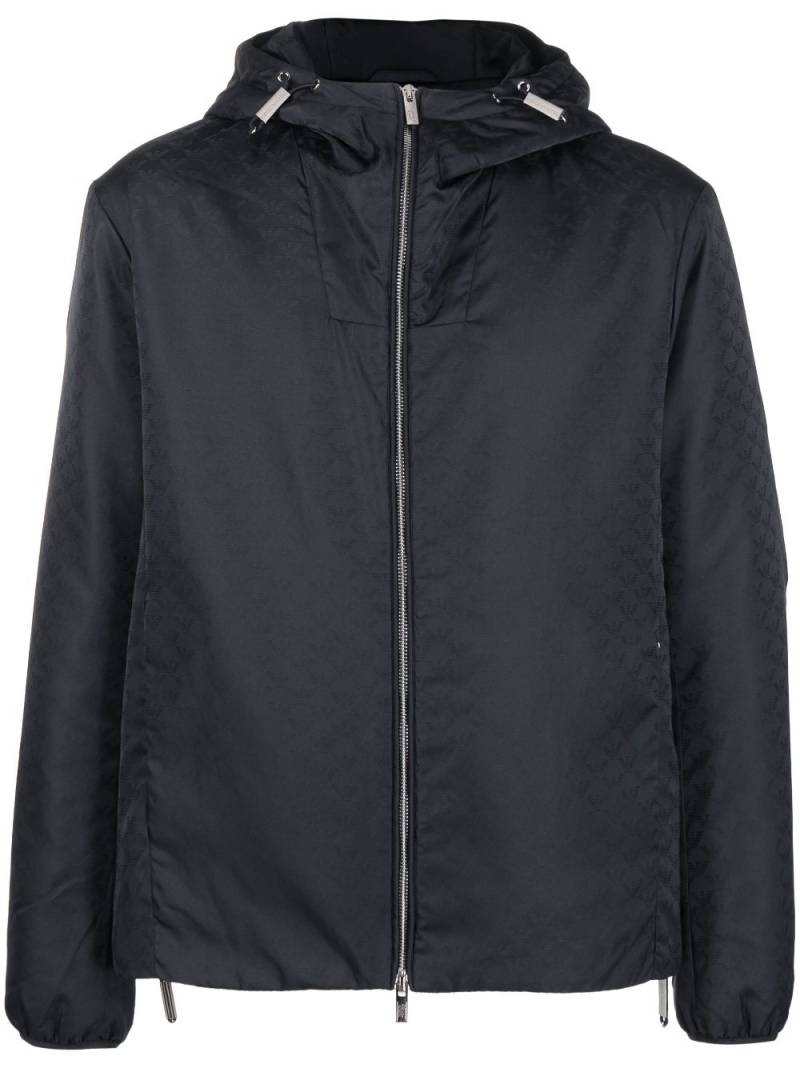 Emporio Armani monogram-pattern hooded jacket - Blue von Emporio Armani