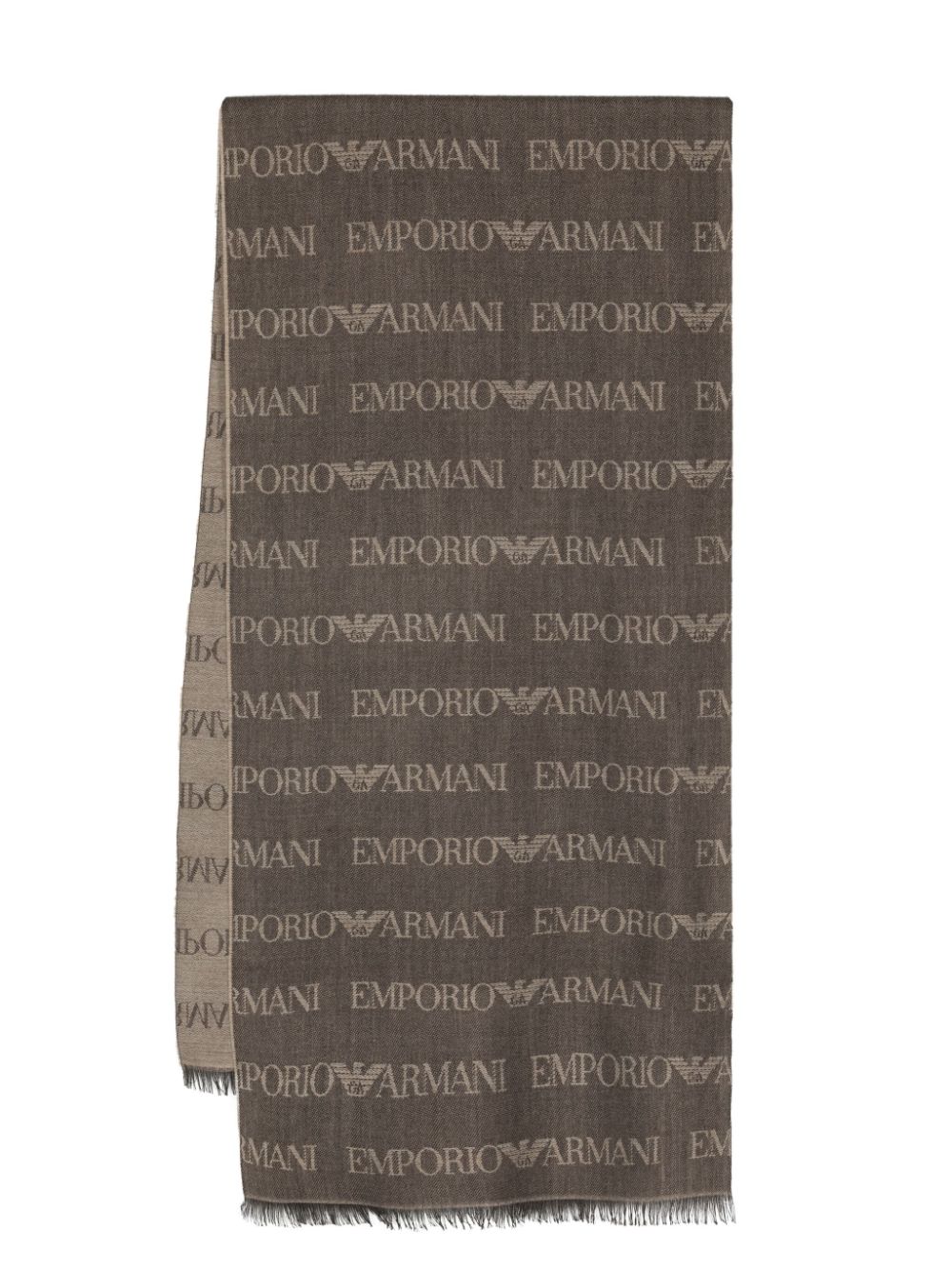 Emporio Armani monogram-pattern knitted scarf - Brown von Emporio Armani