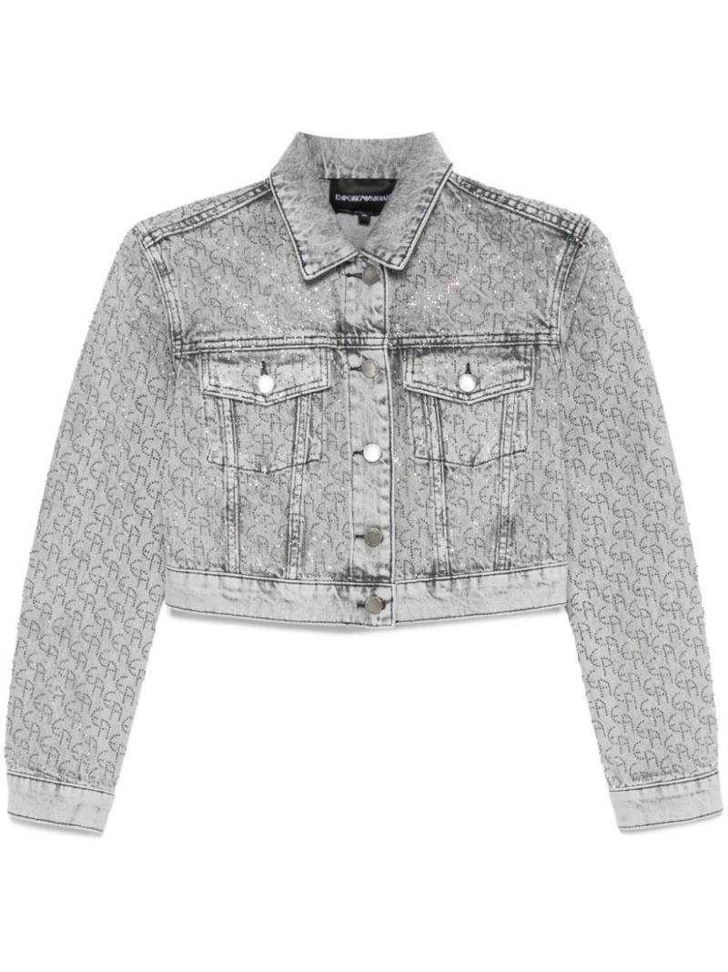 Emporio Armani monogram-patterned denim jacket - Grey von Emporio Armani