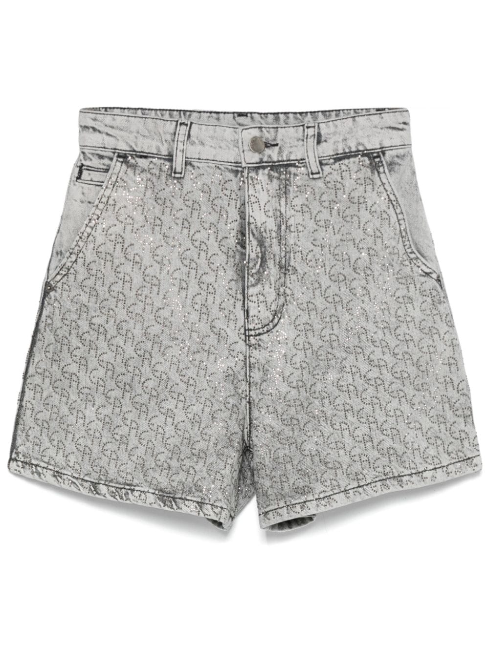 Emporio Armani monogram-patterned denim shorts - Grey von Emporio Armani