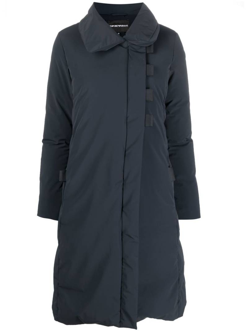 Emporio Armani padded asymmetric mid-length coat - Blue von Emporio Armani