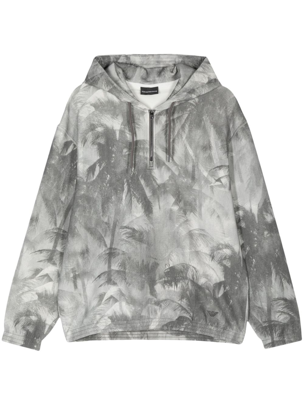 Emporio Armani palm tree-print jersey hoodie - Grey von Emporio Armani