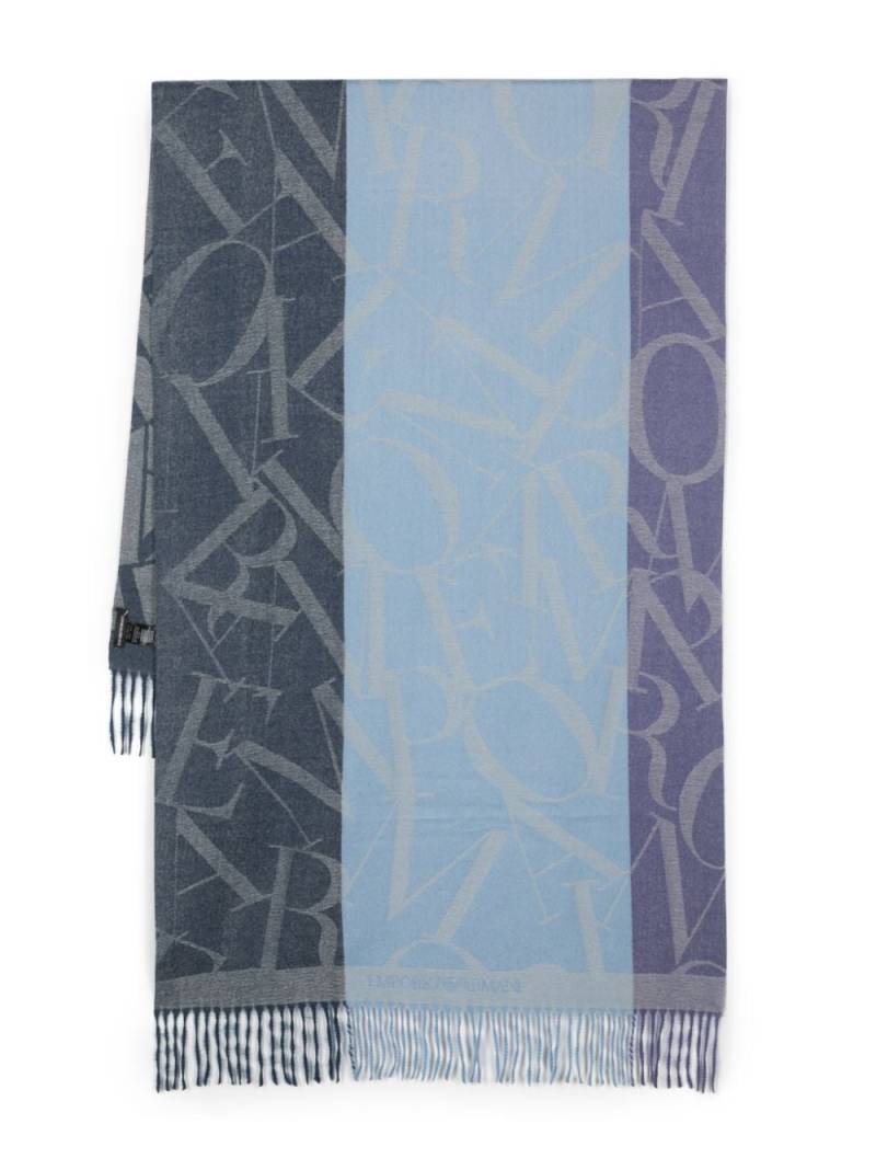 Emporio Armani panelled jacquard scarf - Blue von Emporio Armani