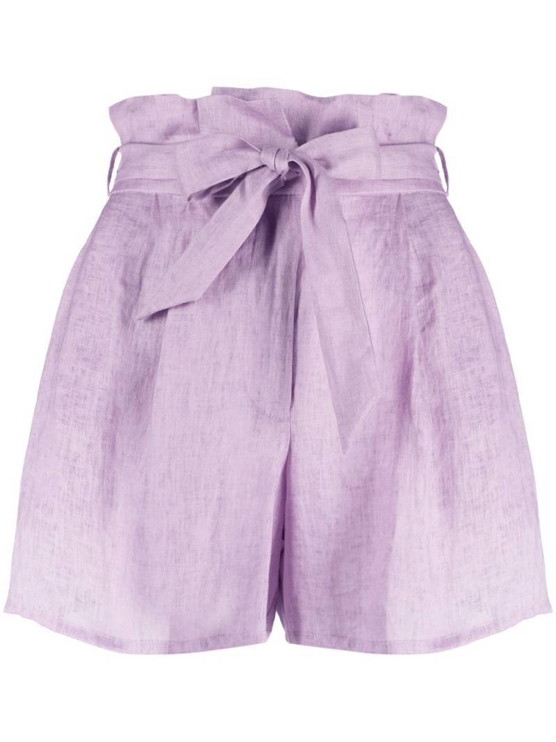 Emporio Armani paperbag linen shorts - Purple von Emporio Armani