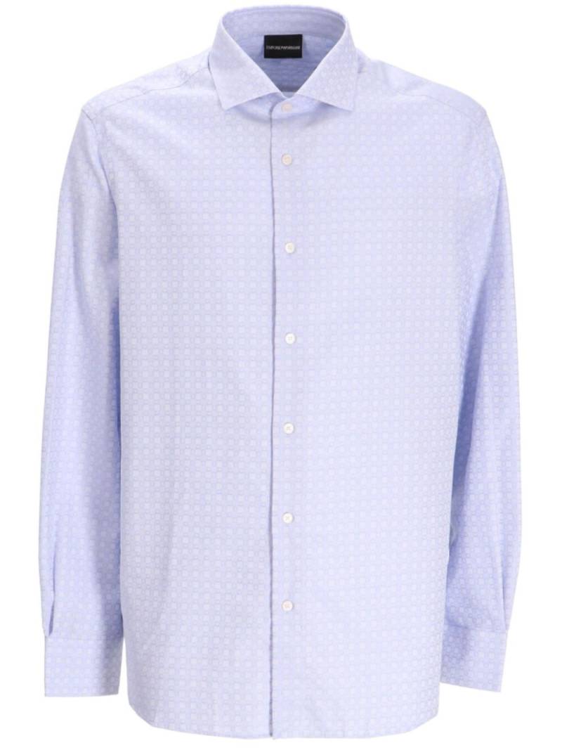 Emporio Armani patterned-jacquard cotton shirt - Blue von Emporio Armani