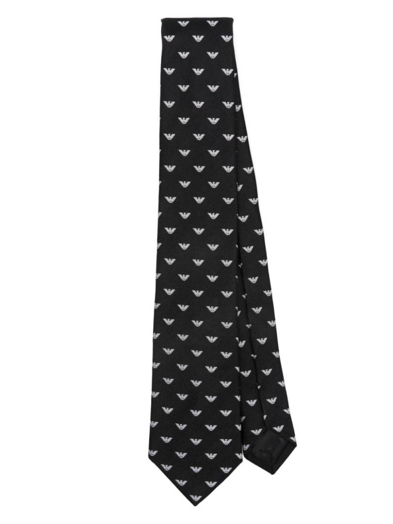 Emporio Armani patterned-jacquard silk tie - Black von Emporio Armani