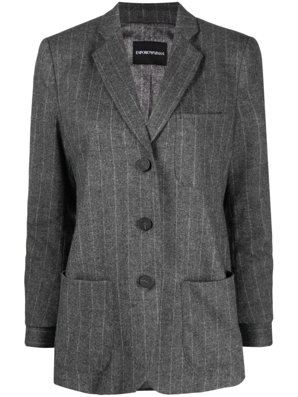 Emporio Armani pinstripe-pattern single-breasted blazer - Grey von Emporio Armani