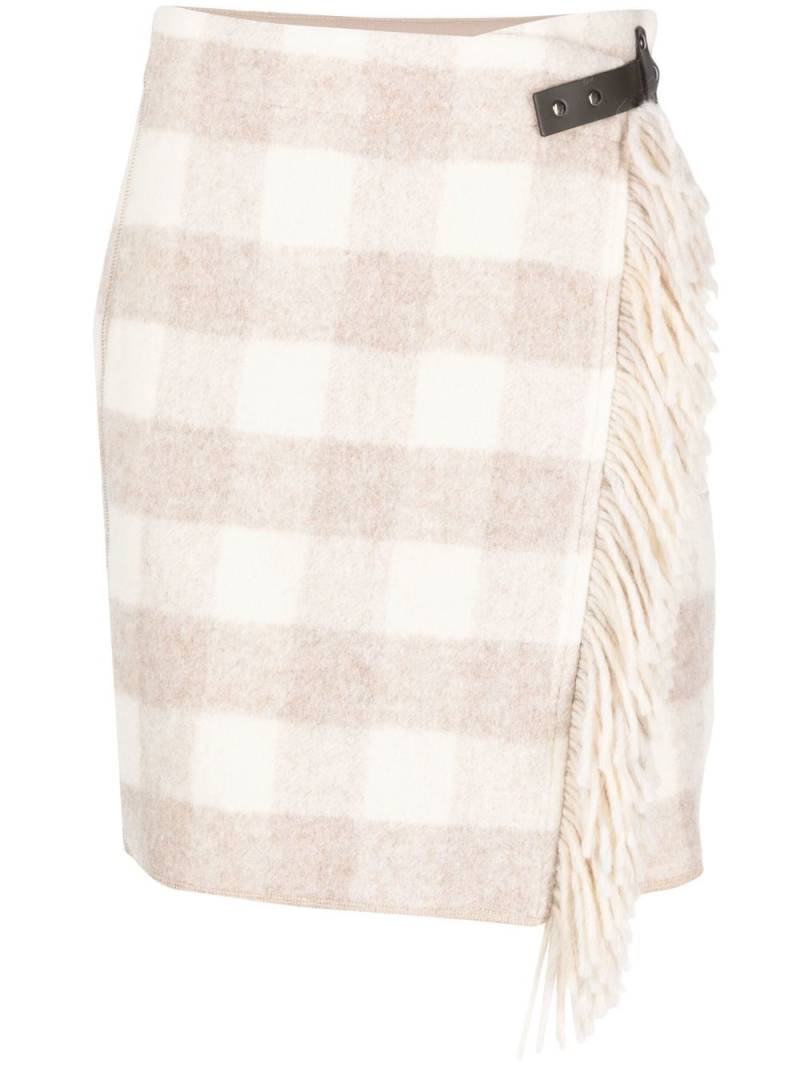 Emporio Armani plaid fringed skirt - Neutrals von Emporio Armani