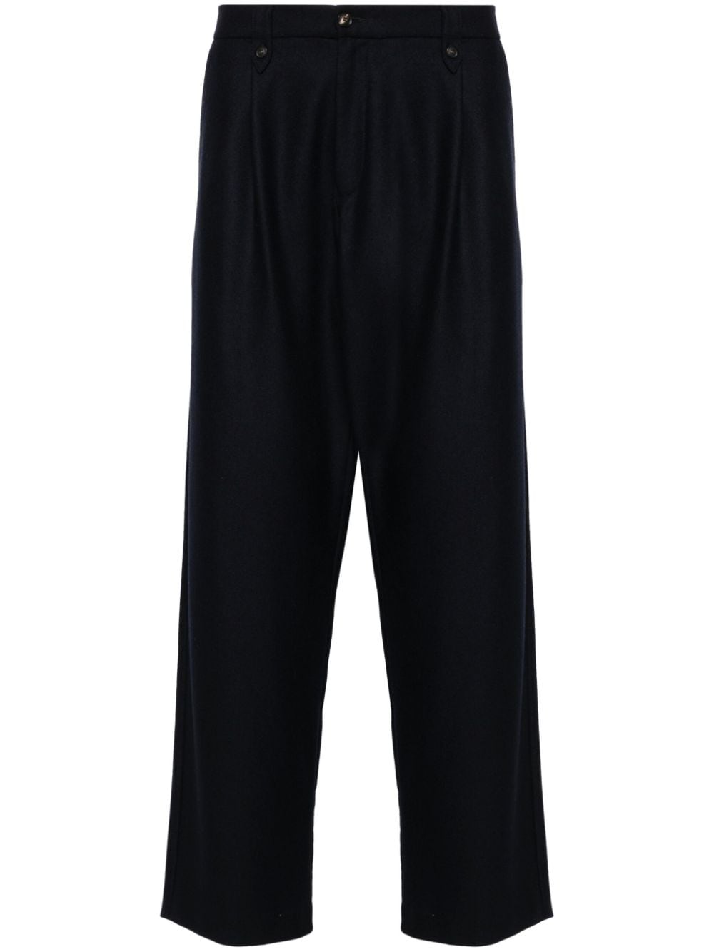 Emporio Armani pleat-detail straight-leg trousers - Blue von Emporio Armani