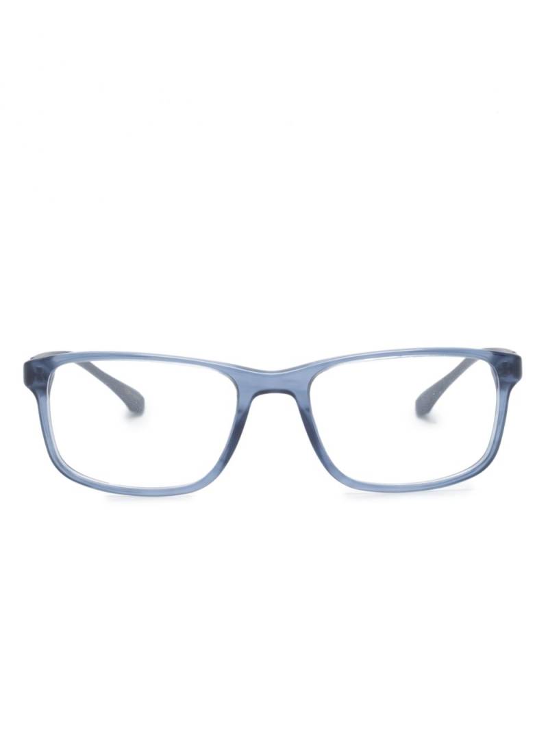 Emporio Armani polished-effect rectangle-frame glasses - Blue von Emporio Armani