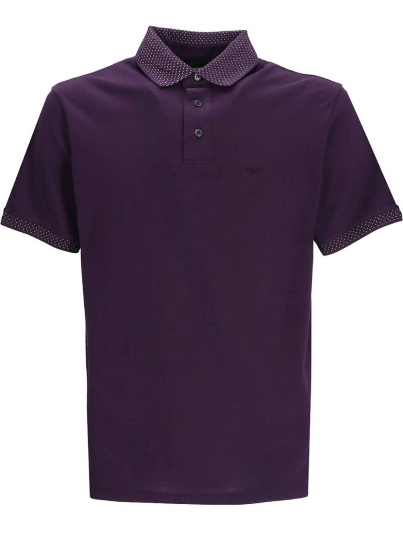 Emporio Armani polka dot-trim cotton polo shirt - Purple von Emporio Armani