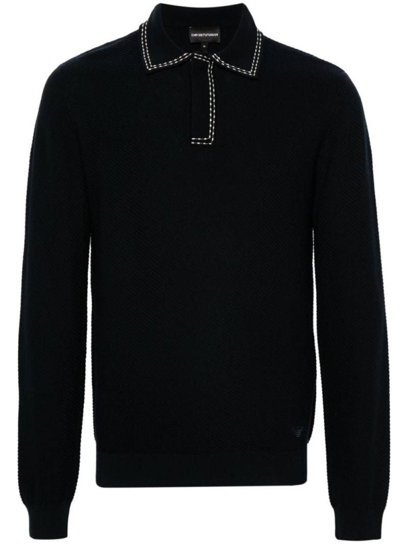 Emporio Armani polo-collar ribbed jumper - Blue von Emporio Armani