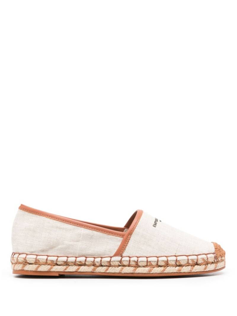 Emporio Armani raised-logo linen espadrilles - Neutrals von Emporio Armani